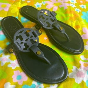 Tory Burch Miller Sandal Black Leather size 9